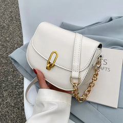 Women's Small Square Messenger Bag with Chains, Crossbody Shoulder Bag