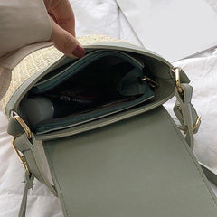 Straw Bucket Bag Summer Crossbody Travel Purse Female Shoulder Bag