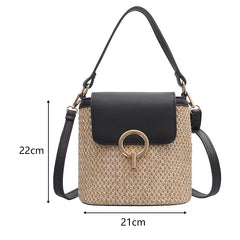 Straw Bucket Bags for Women Summer Crossbody Bags Lady Travel Purses