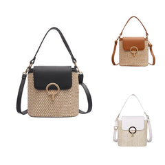 Straw Bucket Bags for Women Summer Crossbody Bags Lady Travel Purses