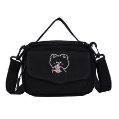 Small Women Canvas Shoulder Bags Cartoon Print Mini Canvas Handbags Phone Crossb