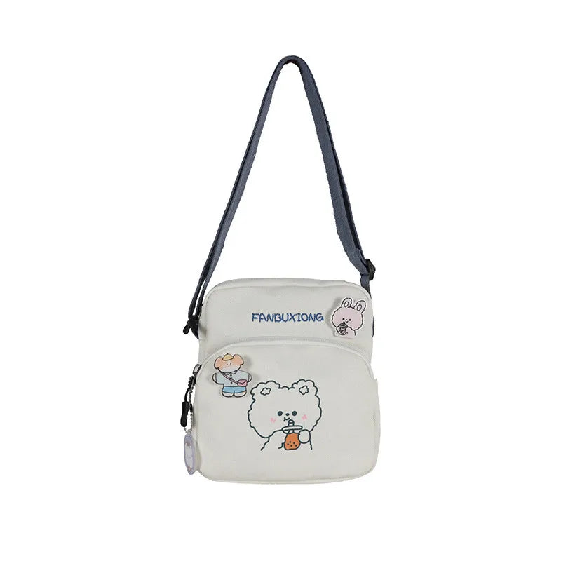 Cartoon Print Mini Cloth Handbags Phone Crossbody Side Bag for Girls