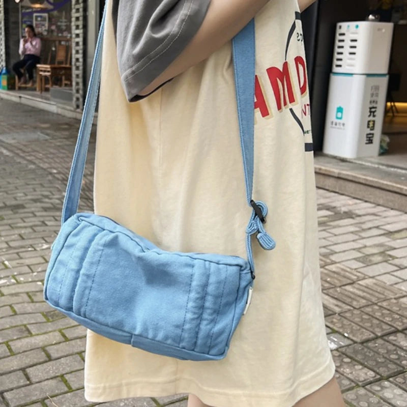 Small Canvas Shoulder Bag for Women Girl Students Crossbody Handbag