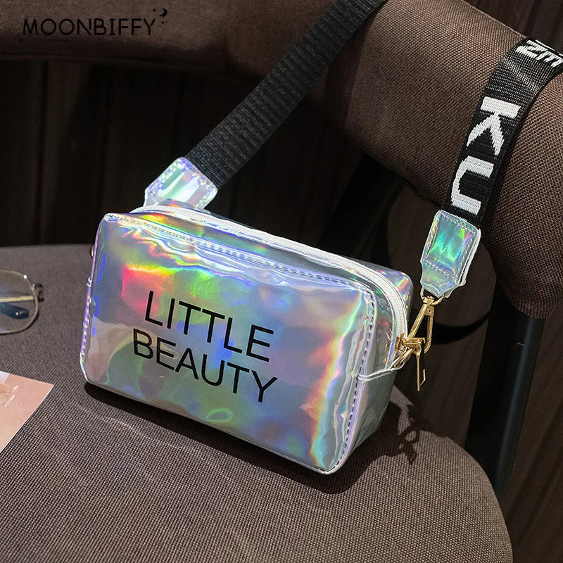 Women Laser Crossbody Bag Messenger PVC Jelly Small Tote Messenger Holographic