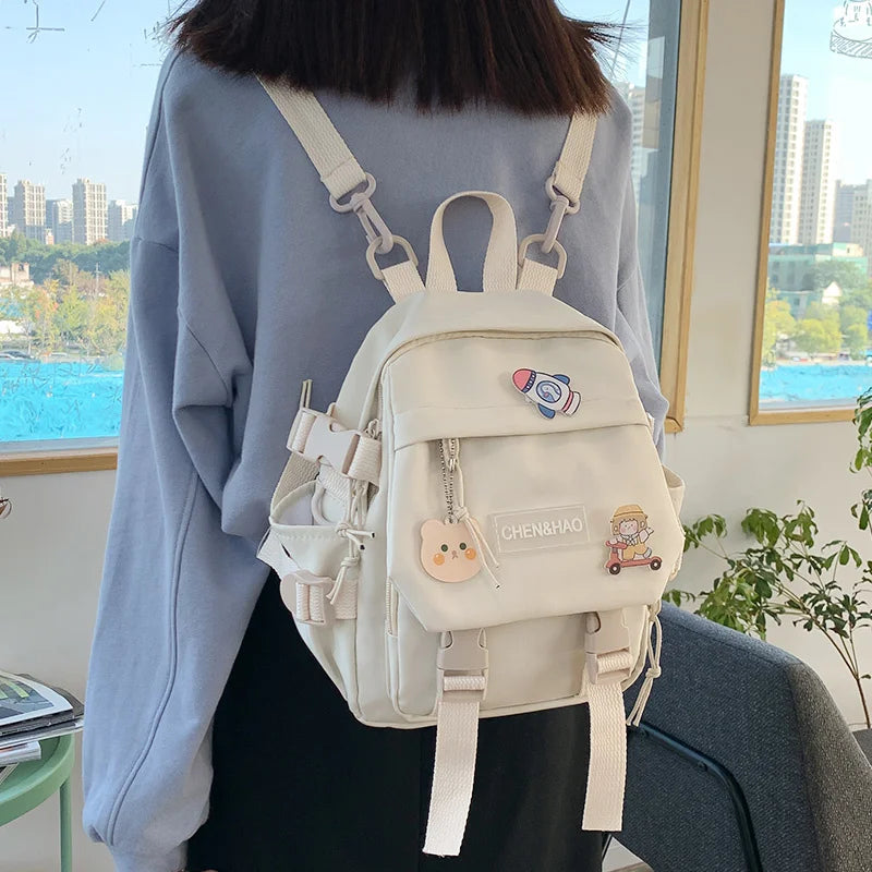 Waterproof Nylon Women's Backpack Girls School Bag Japanese Style Mini