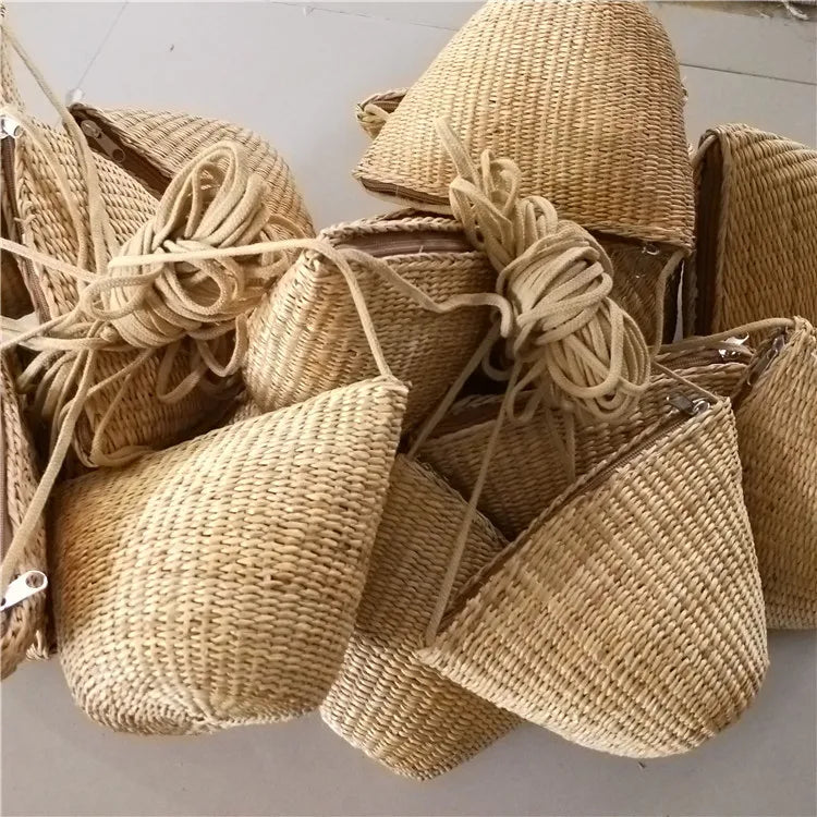 Small Yellow Straw Bag Cross-Body Bag Retro Ornament