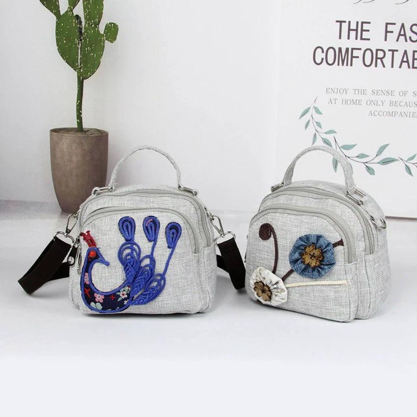 Oblique Cross Bag Wax Thread Woven Shoulder Bag