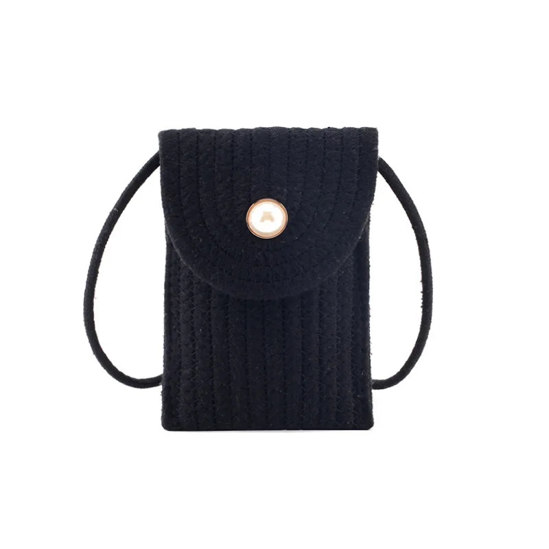 Small Cotton Linen One-Shoulder Messenger Bag for Women