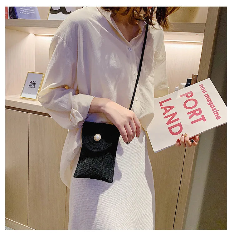 Small Cotton Linen One-Shoulder Messenger Bag for Women