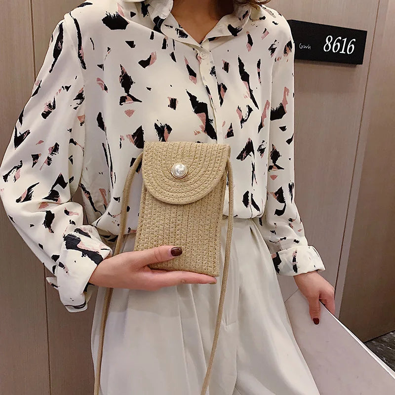 Small Cotton Linen One-Shoulder Messenger Bag for Women