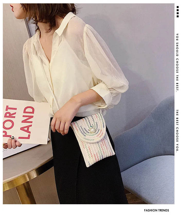 Small Cotton Linen One-Shoulder Messenger Bag for Women