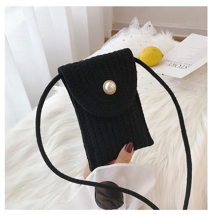 Small Cotton Linen One-Shoulder Messenger Bag for Women