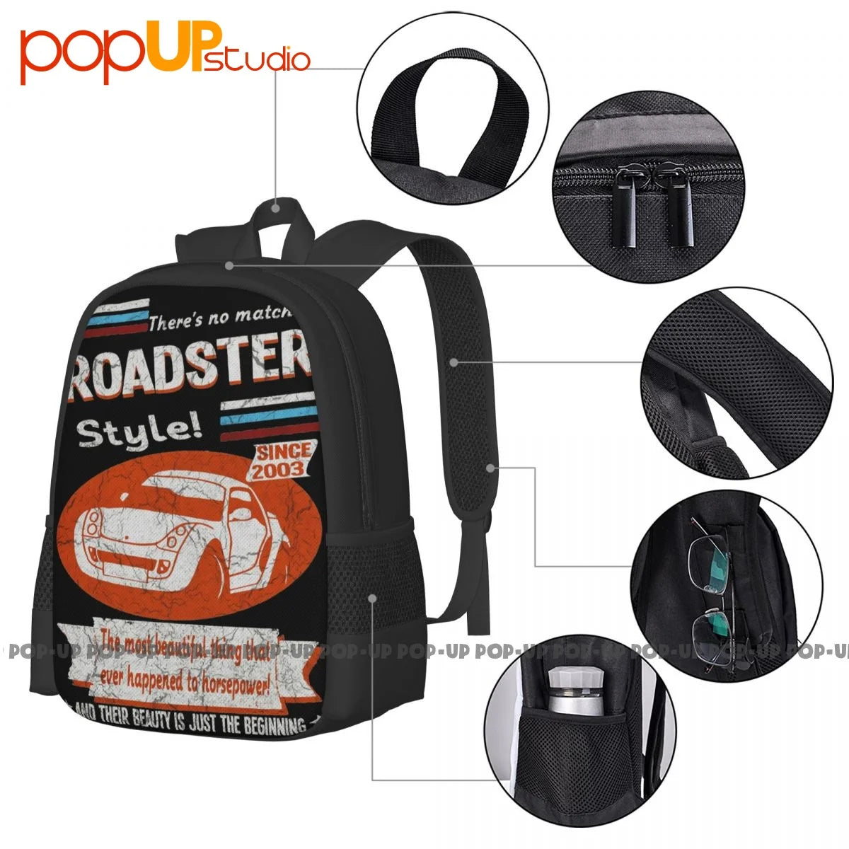 Smart Roadster 2003 Car Backpack Large Capacity Style 3d Printing Clothes Backpa