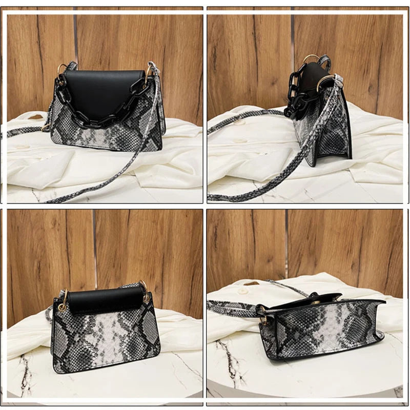 Snakeskin Pattern Handbag Women's Shoulder Bag Ladies Crossbody Bag Purse