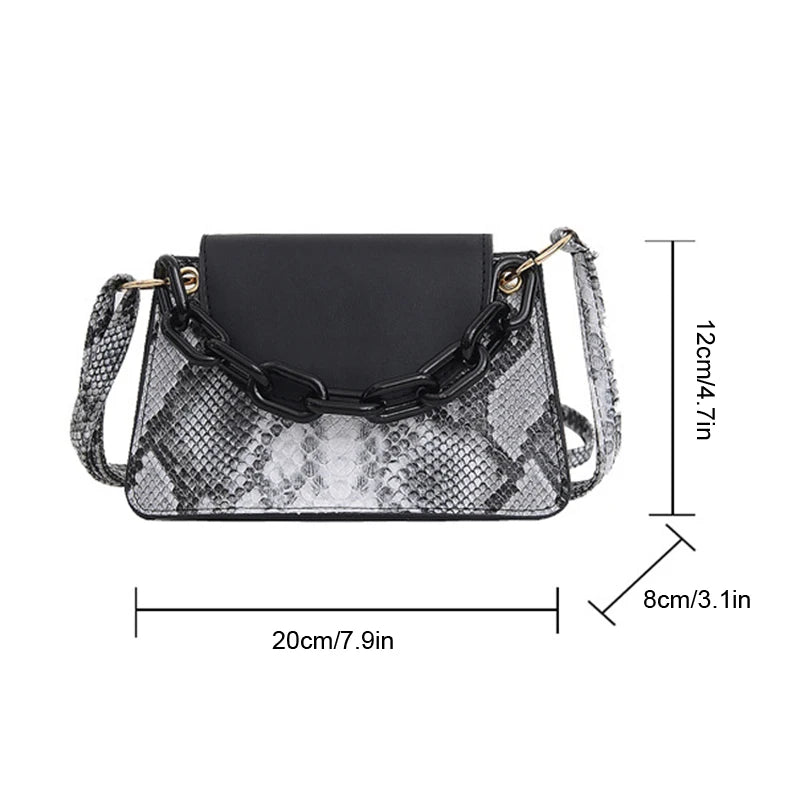 Snakeskin Pattern Handbag Women's Shoulder Bag Ladies Crossbody Bag Purse