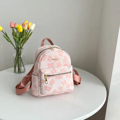 Canvas Flower Print Small Backpack for Girl