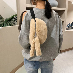 Plush Waist Bag Crossbody Chest Bags for Women Winter