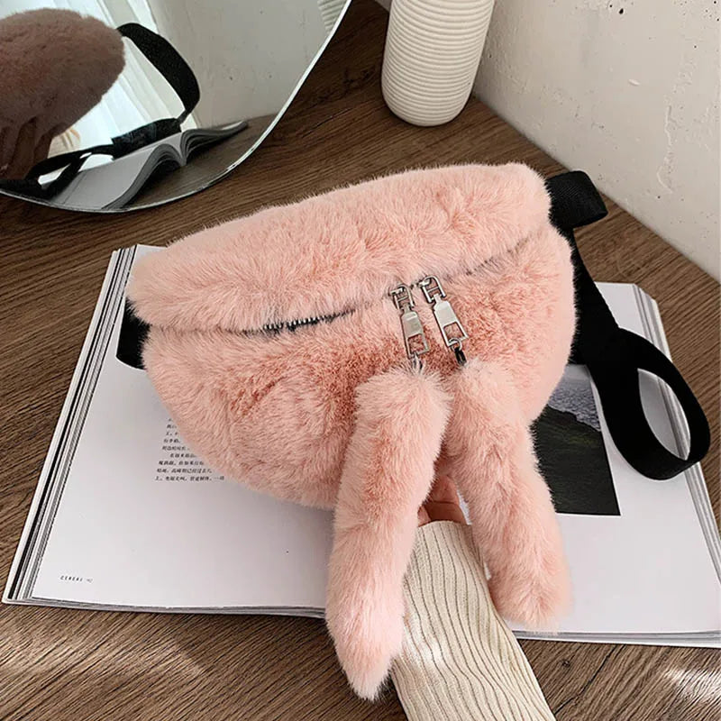 Plush Waist Bag Crossbody Chest Bags for Women Winter