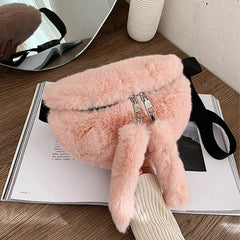 Plush Waist Bag Crossbody Chest Bags for Women Winter