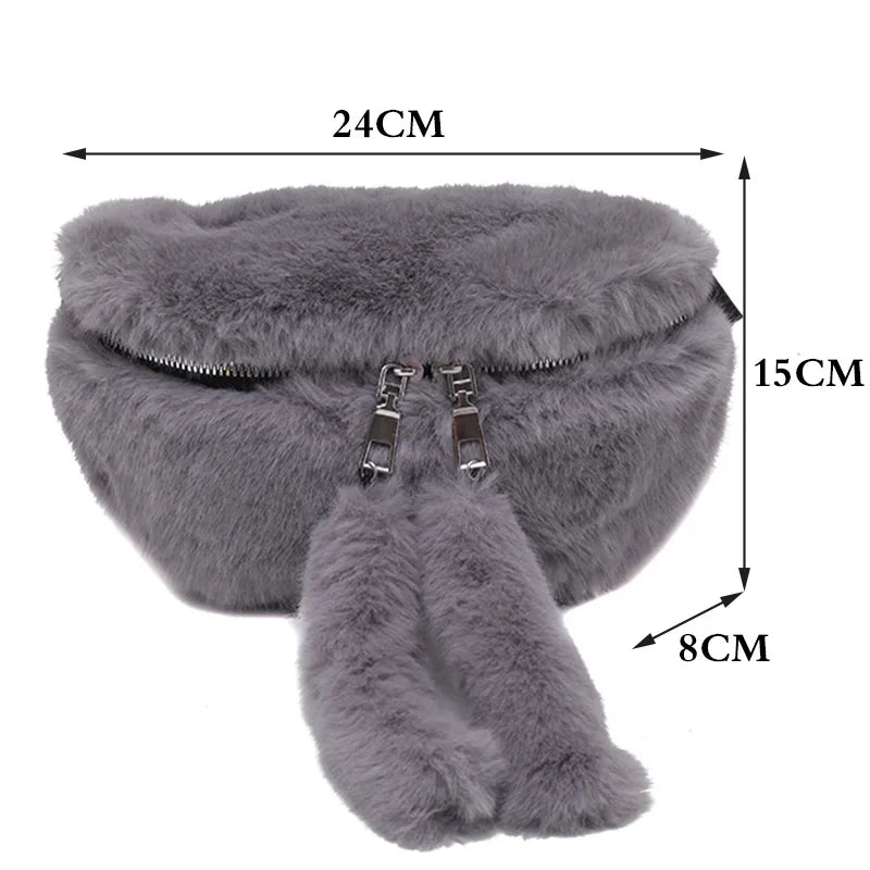 Plush Waist Bag Crossbody Chest Bags for Women Winter