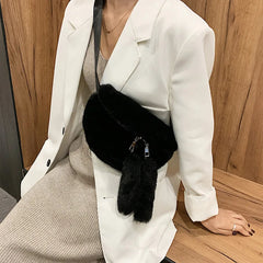 Plush Waist Bag Crossbody Chest Bags for Women Winter
