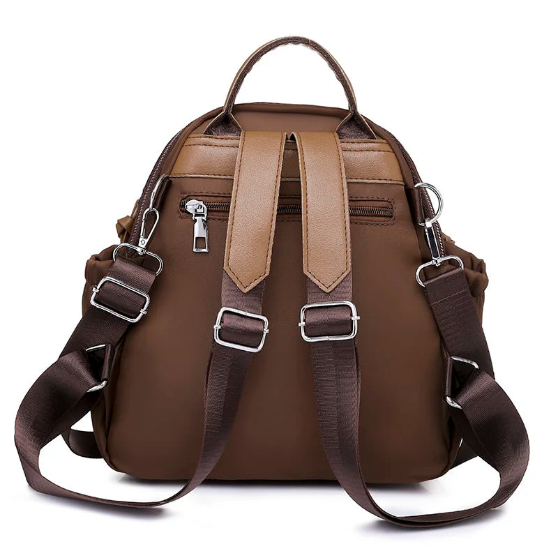 Soft Leather School Backpack Women's Shoulder Bags Anti-theft Travel Backpack