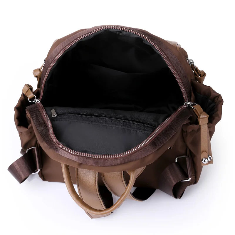 Soft Leather School Backpack Women's Shoulder Bags Anti-theft Travel Backpack