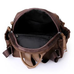 Soft Leather School Backpack Women's Shoulder Bags Anti-theft Travel Backpack