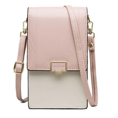 Soft Leather Women's Bag Wallets Contrasting Colors Cell Phone Purse