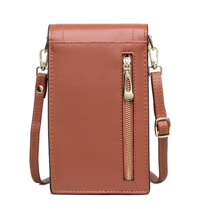 Soft Leather Women's Bag Wallets Contrasting Colors Cell Phone Purse