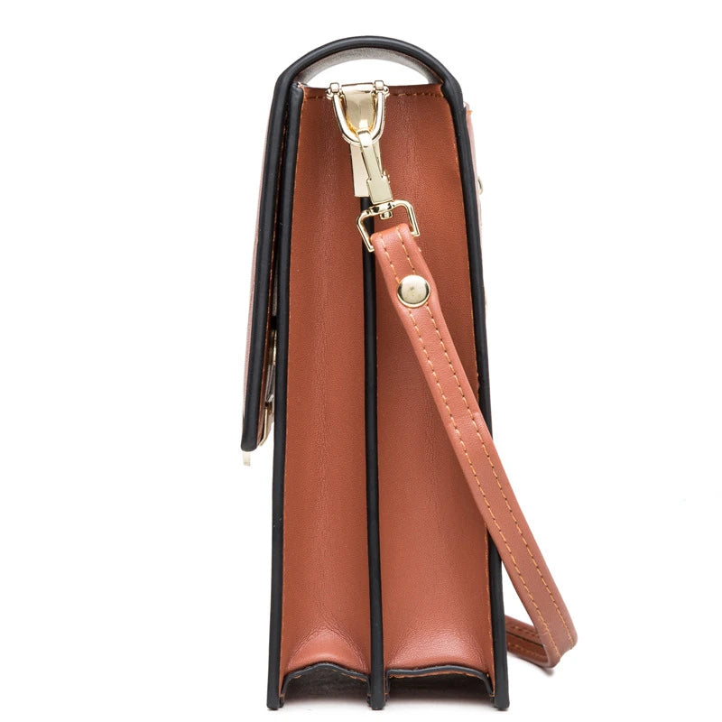 Soft Leather Women's Bag Wallets Contrasting Colors Cell Phone Purse