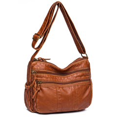Soft PU Leather Ladies Handbags Multi-pocket Women Top Handle Satchel