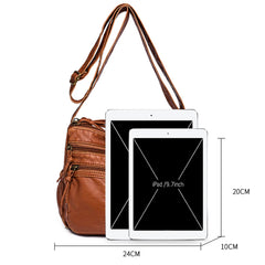 Soft PU Leather Handbags Multi-pocket Top Handle Satchel