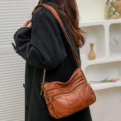 Soft PU Leather Ladies Handbags Multi-pocket Women Top Handle Satchel