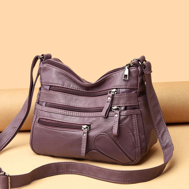 Women's Soft PU Leather Shoulder Bag Purses Multi-pocket Crossbody