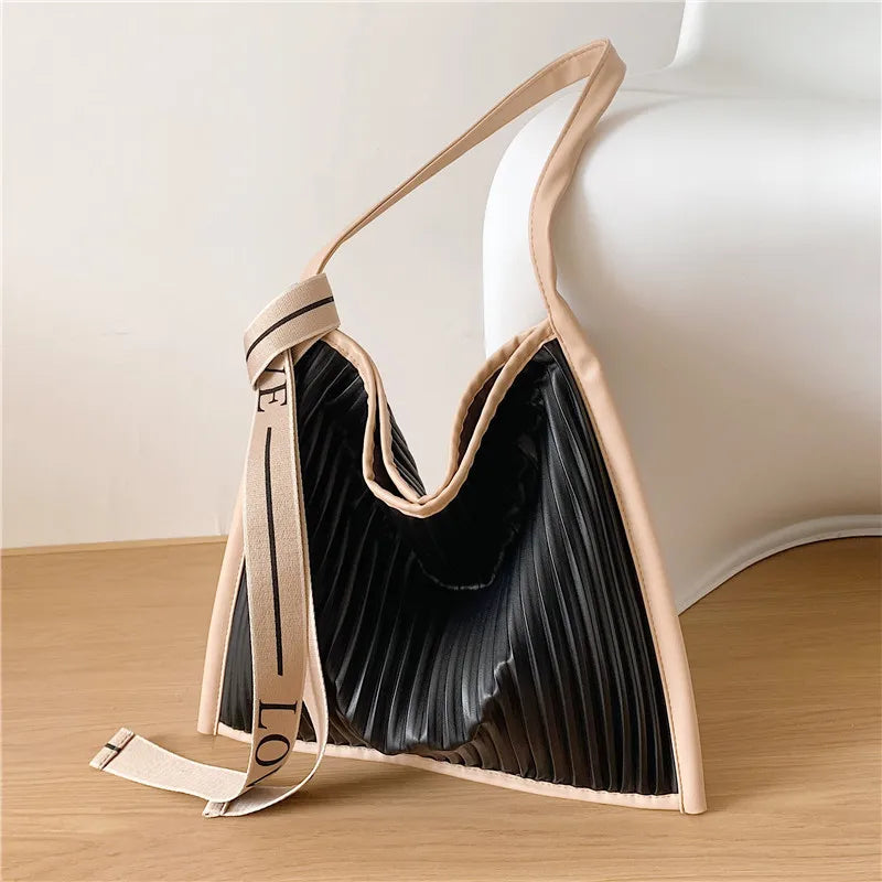 Soft PU Leather Shoulder Bag Stripe Crossbody Big Totes Handbag Purse