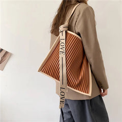 Soft PU Leather Shoulder Bag Stripe Crossbody Big Totes Handbag Purse