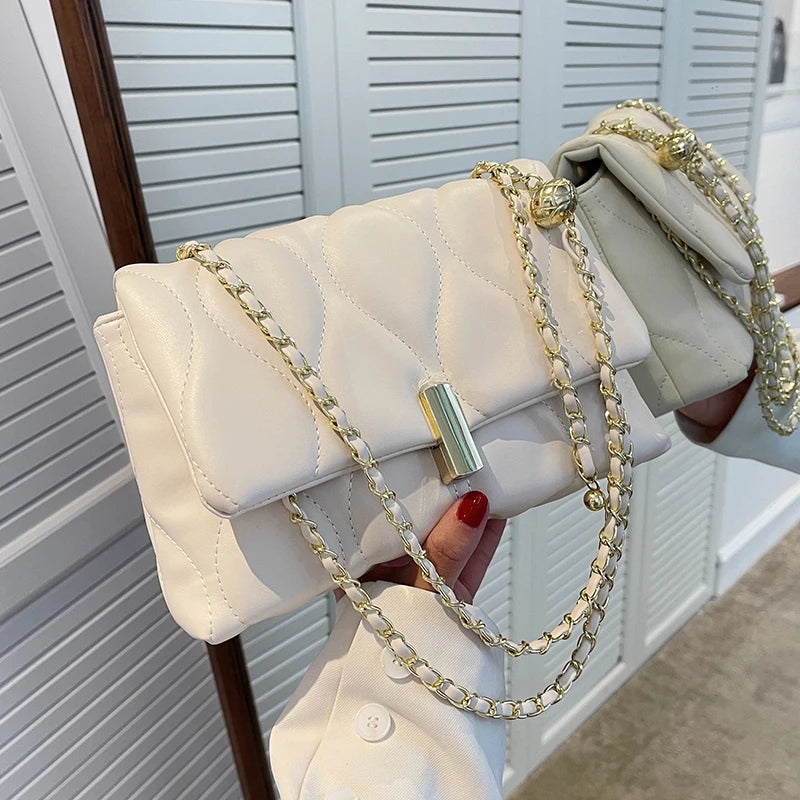 Soft PU Leather Shoulder Crossbody Bag for Women Chain Square Bags