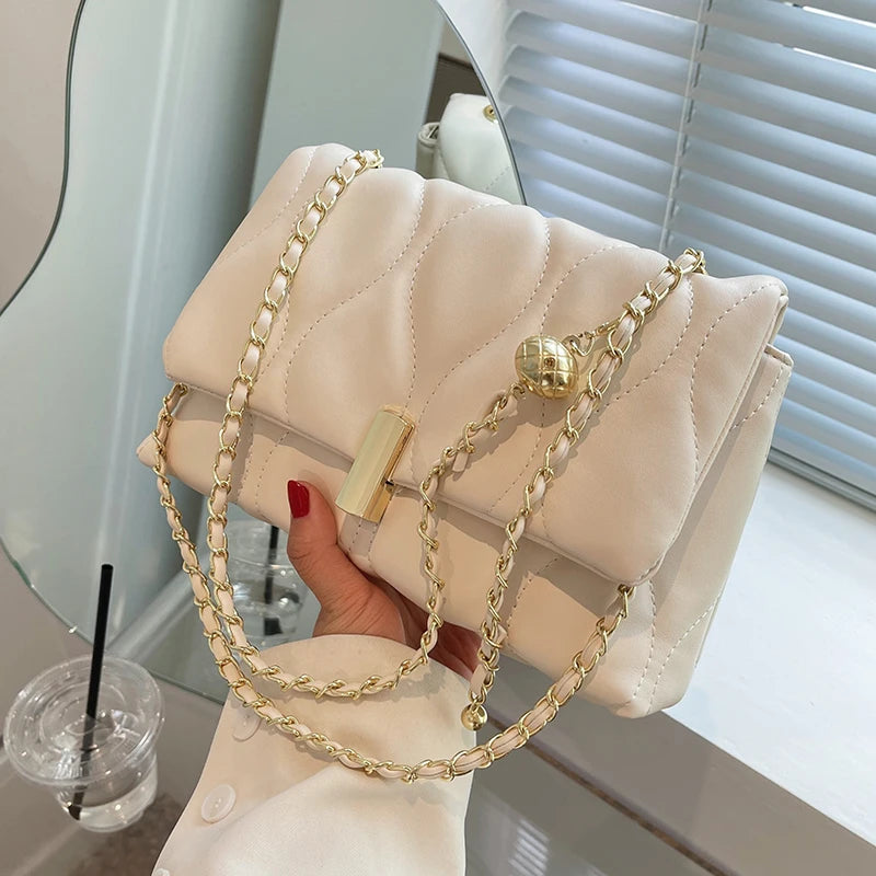 Soft PU Leather Shoulder Crossbody Bag for Women Chain Square Bags