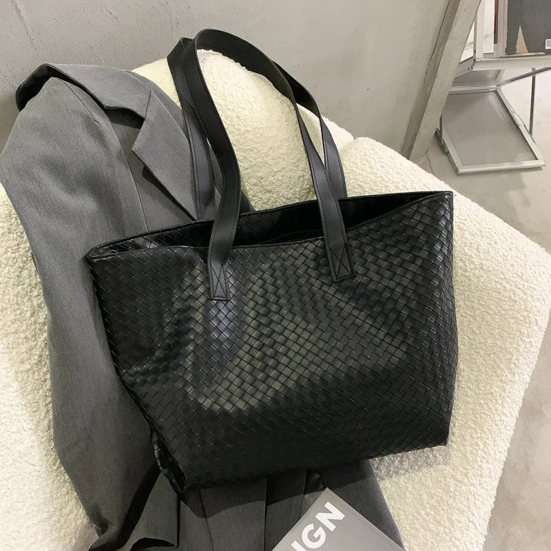 Soft Weave Handbag Women Large Capacity Handbags High Woven Shoulder Bag