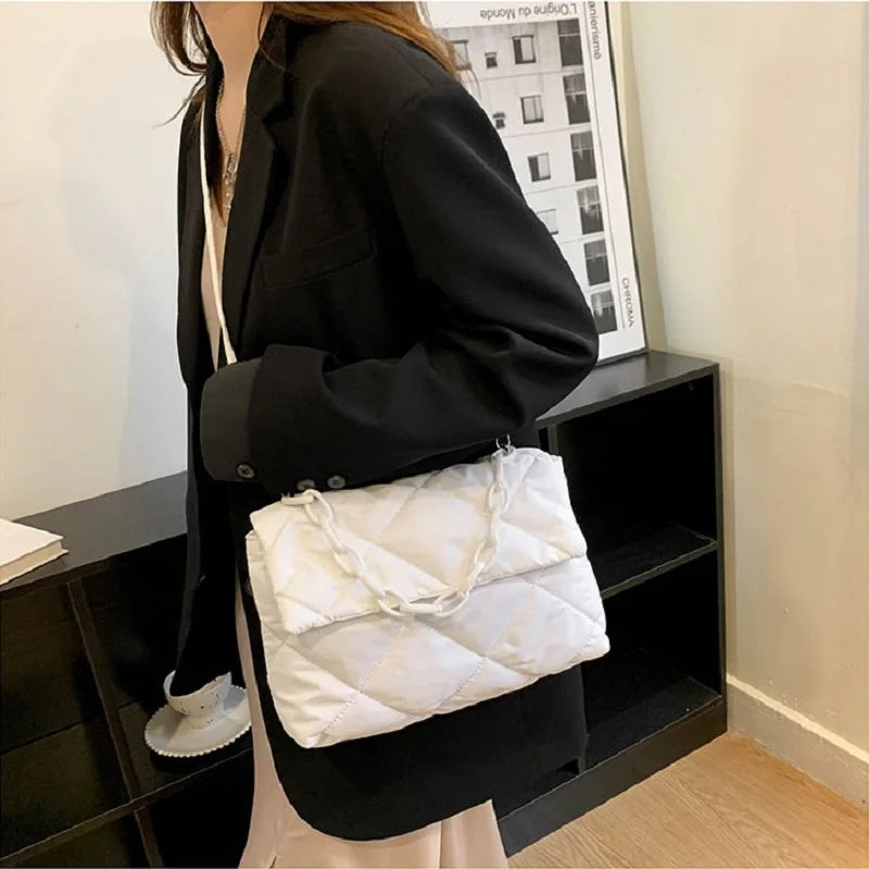 Women's Rhombus Shoulder Tote Bag Large Capacity Handbag