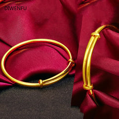 14K Yellow Bangles for Women Wedding Pulseira Feminina Bizuteria Bangles