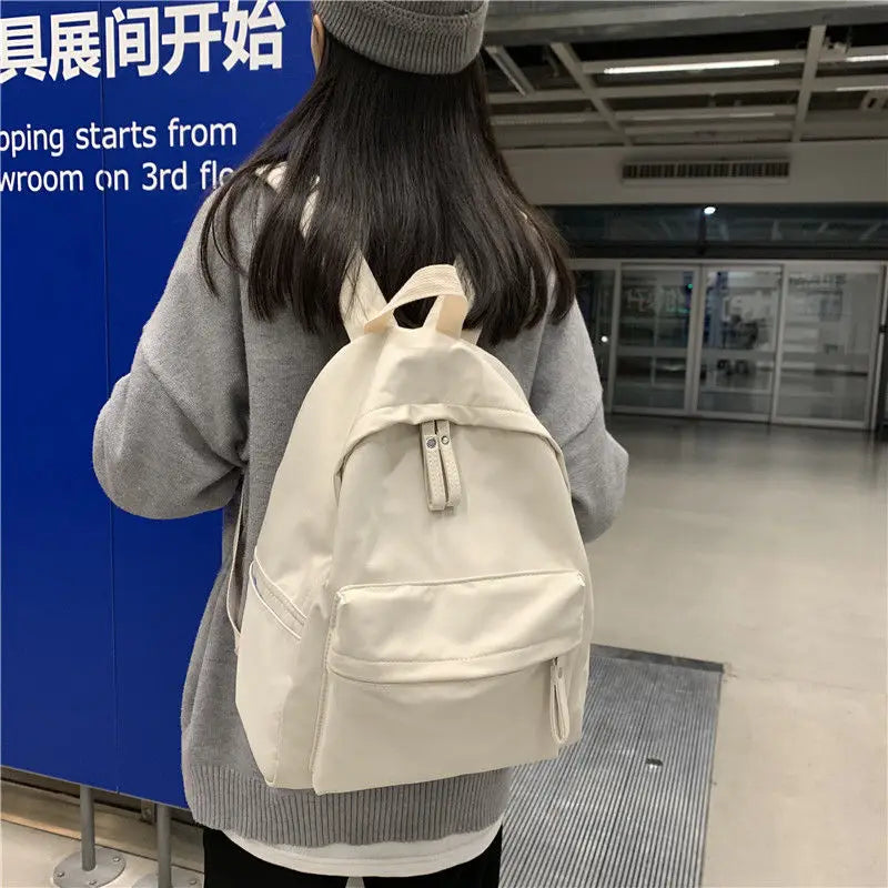 Solid Backpacks Students Brief Unisex Couples Travel Casual All-match School Bag