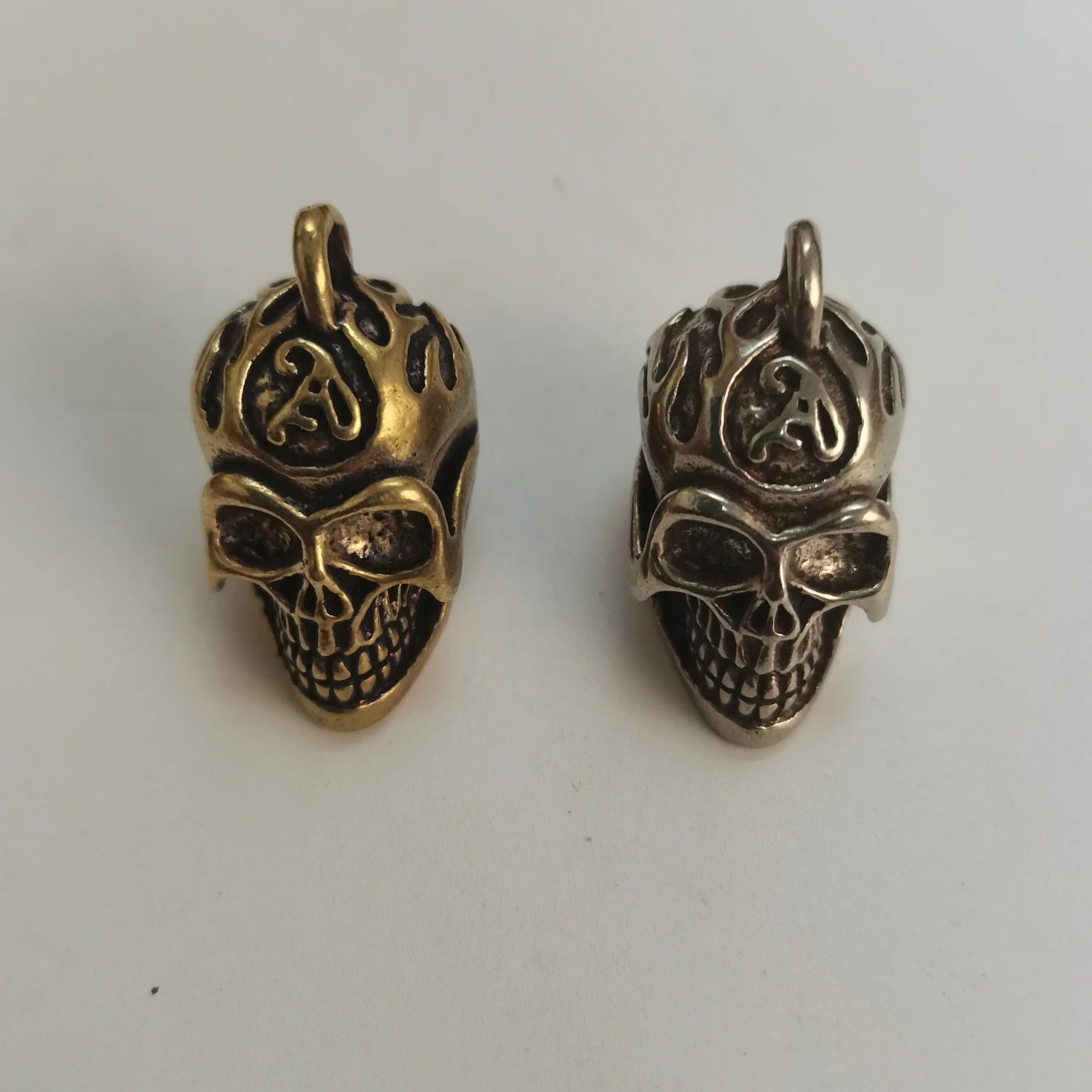 Solid Brass Skull Key Top Cap Cover Car Keychain Decoration
