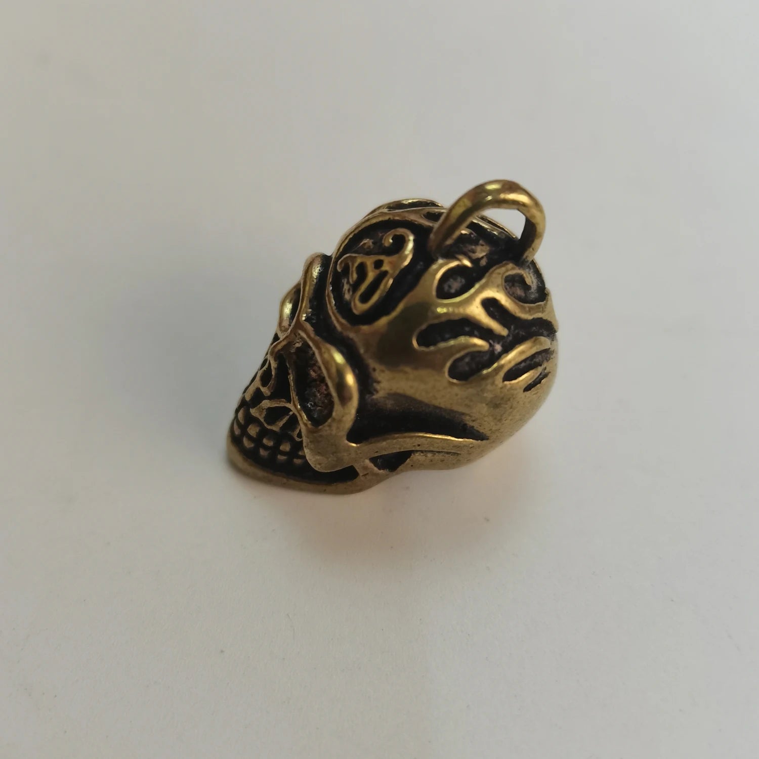 Solid Brass Skull Key Top Cap Cover Car Keychain Decoration