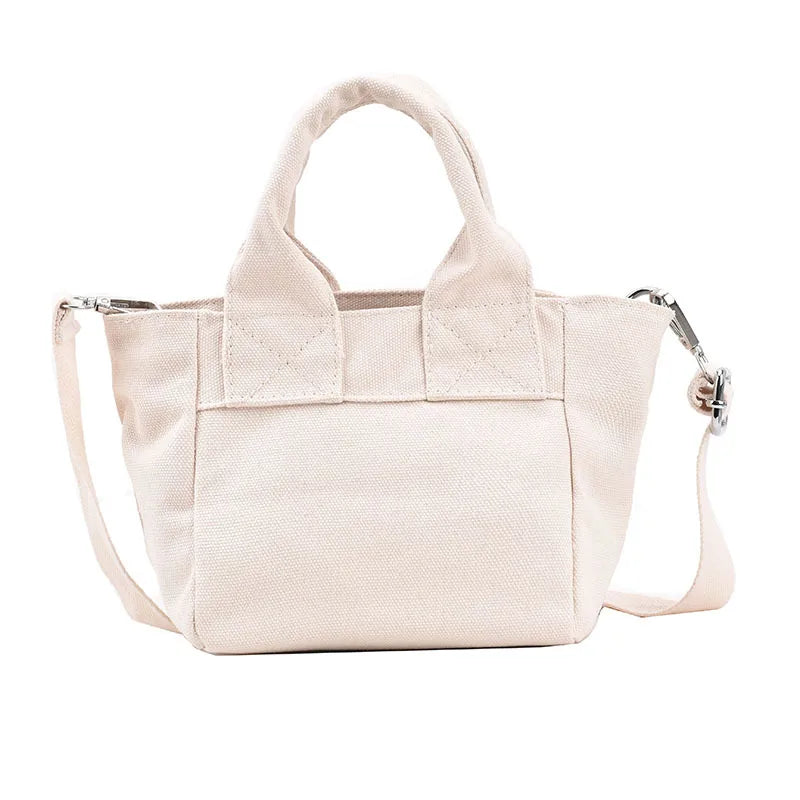 Solid Candy Canvas Shoulder Bag with Wide Strap