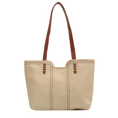 Solid Canvas Women Shoulder Bag Travel Outside Shopping Bag