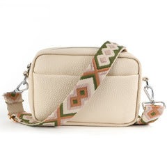 Solid Classic Crossbody Bag with Wide Fabric Strap