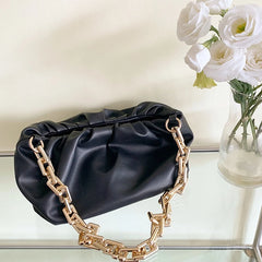 Thick Chain Crossbody Bag Soft Leather Shoulder Bag
