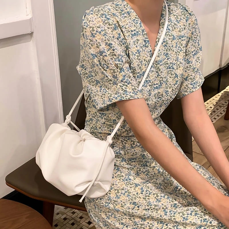 Thick Chain Crossbody Bag Soft Leather Shoulder Bag